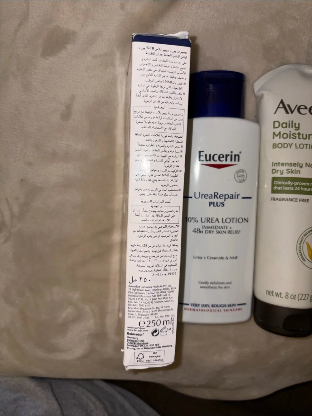Eucerin Urea Repair Plus 10% Urea Lotion & Aveeno Daily Moisturizing Body Lotion